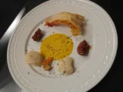 Gamba und Jakobsmuschel an Safransoße und Lavendelhonig karamellisierten Feigen - Rezept