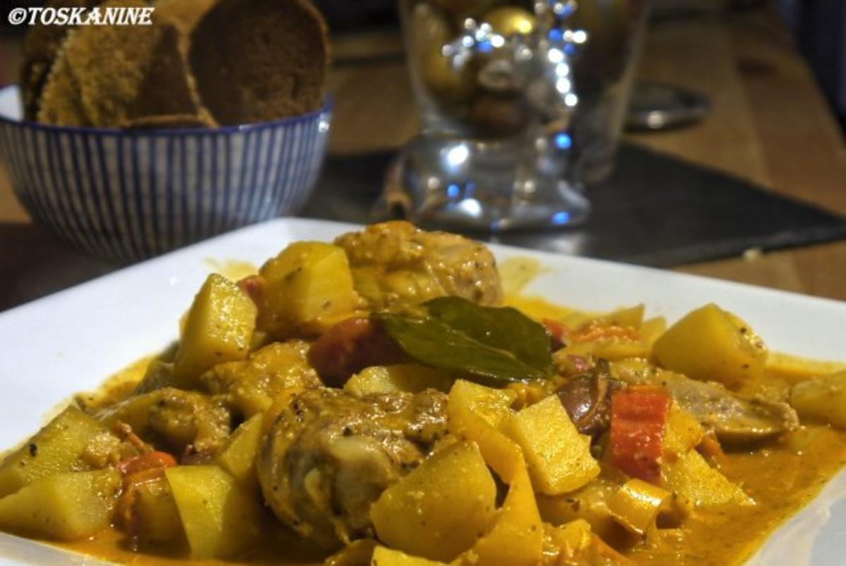 Kartoffel-Curry mit Hähnchenbeinen und Brotchips - Rezept Von
Einsendungen toskanine