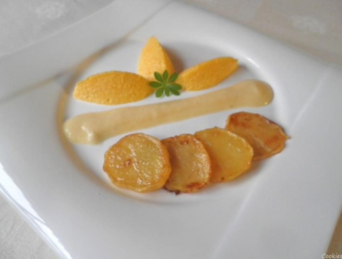 Karotten - Orangen - Mousse, Steckrüben - Apfel - Creme und karamellisierte Kartoffelchips - Rezept - Bild Nr. 12