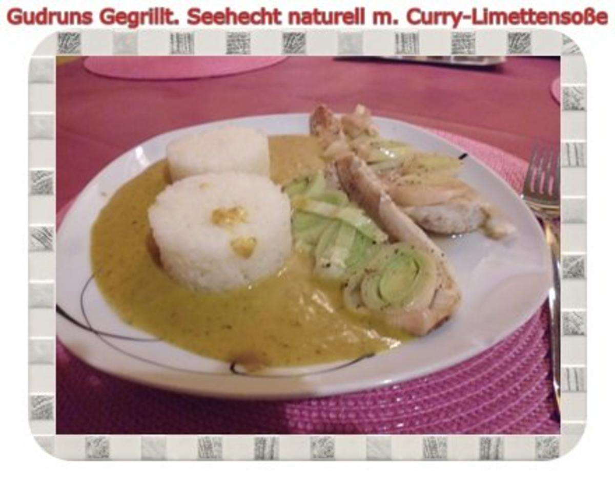 Bilder für Fisch: Gegrillter Seehecht naturell mit Curry-Limettensoße - Rezept