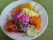 Einen schneller "bunten Teller" mit Dip nach Budwig - Rezept