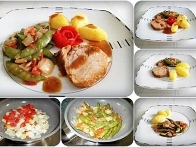 Rezept: Kalbsbraten mit Mini Knackerbsen und tournierten Kartoffeln dazu Bild Nr. 19 Kalbsbraten mit Mini Knackerbsen und tournierten Kartoffeln dazu - Rezept - Bild Nr. 19