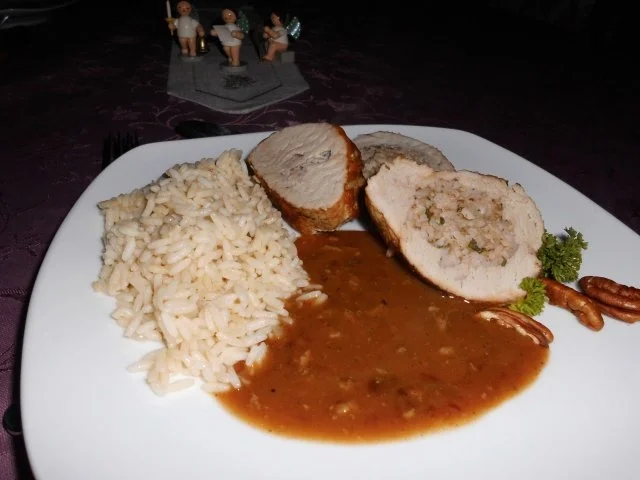 Rezept: Schweinefilet mit Pecanuss-Reis-Füllung>> Schweinefilet mit Pecanuss-Reis-Füllung>> - Rezept