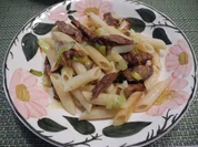 Rezept: Porree - Soja - Vleisch mit Kamut - Pasta Porree - Soja - Vleisch mit Kamut - Pasta - Rezept