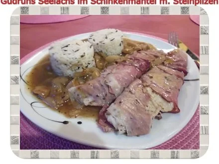 Fisch: Seelachs im Schinkenmantel mit Steinpilzen - Rezept