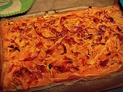 Flammkuchen mit Süßkartoffeln und Harissacreme - Rezept