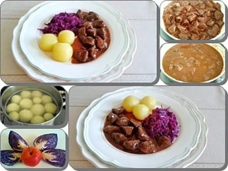 Rezept: Hirschgulasch mit Rotkohl und Kartoffelklößen Bild Nr. 21 Hirschgulasch mit Rotkohl und Kartoffelklößen - Rezept - Bild Nr. 21