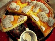 Käsekuchen mit Rührteig-Klecksen - Rezept