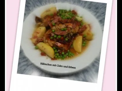 Rezept: Hähnchen in Cidre mit Kartoffeln und Erbsen Hähnchen in Cidre mit Kartoffeln und Erbsen - Rezept