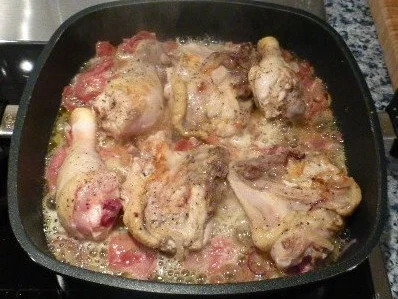 Rezept: Hähnchen in Cidre mit Kartoffeln und Erbsen Bild Nr. 5 Hähnchen in Cidre mit Kartoffeln und Erbsen - Rezept - Bild Nr. 5