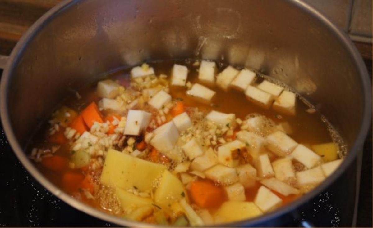 Curry-Kartoffelcremesuppe mit Einlage - Rezept - Bild Nr. 4