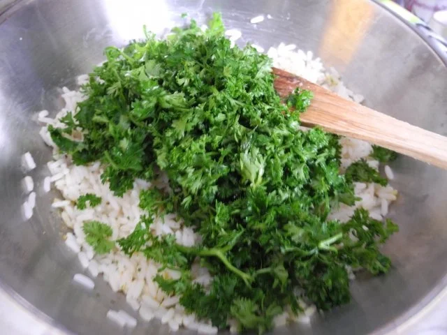 Veggi´s Weihnachtsessen : Gefüllte Paprikahälften auf Blattspinat - Rezept - Bild Nr. 4