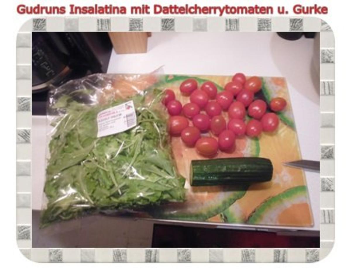Salat: Insalatina mit Dattelcherrytomaten und Gurke in Honig-Senf-Orangendressing - Rezept - Bild Nr. 2