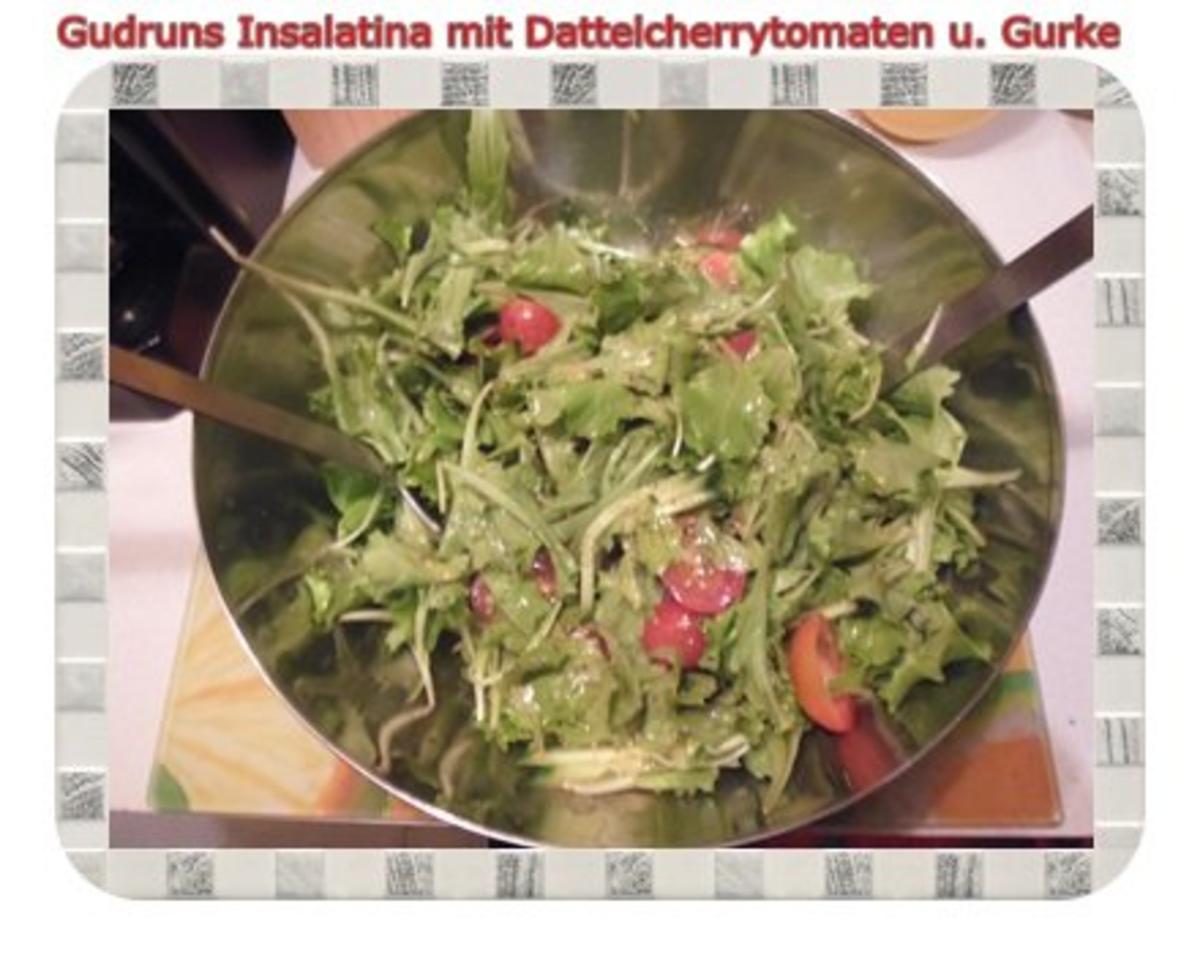 Salat: Insalatina mit Dattelcherrytomaten und Gurke in Honig-Senf-Orangendressing - Rezept - Bild Nr. 6