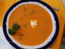 Paprikasuppe mit Kokosmilch und Nürnberger Rostbratwürstchen - Rezept