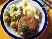 Schlemmerfilet mit Rosenkohl-Wirsing Gemüse und Sellerie-Kartoffelstampf - Rezept