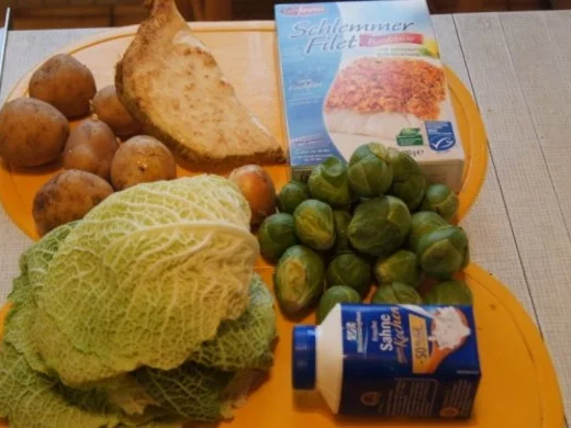 Schlemmerfilet mit Rosenkohl-Wirsing Gemüse und Sellerie-Kartoffelstampf - Rezept - Bild Nr. 2