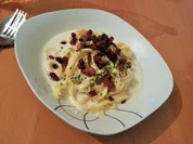 Tagliatelle in Sauce Bianco mit knusprigem Pancetta - Rezept