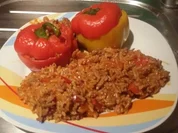 Gefüllte Paprika mit Hack und Reis - Rezept