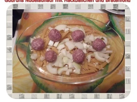 Rezept: Fleisch: Nudelauflauf mit Hackfleischbällchen Bild Nr. 4 Fleisch: Nudelauflauf mit Hackfleischbällchen - Rezept - Bild Nr. 4