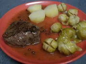 Rezept: Hüftrindersteak und roten /schwarzen eingelegten Pfefferkörnern Hüftrindersteak und roten /schwarzen eingelegten Pfefferkörnern - Rezept