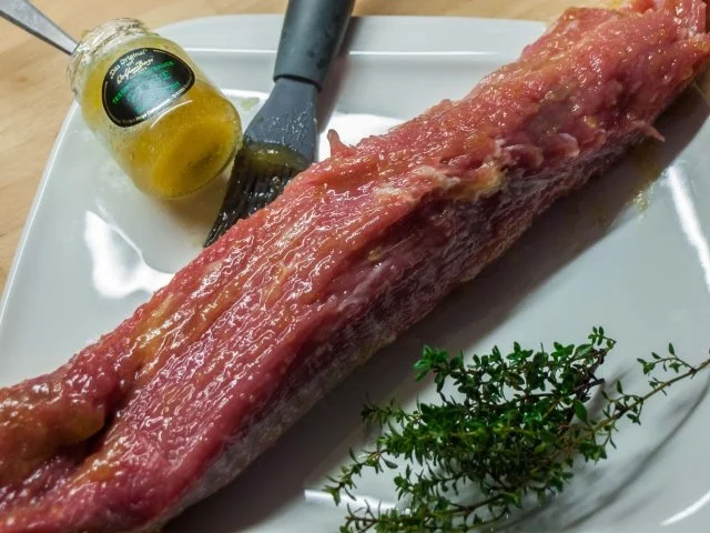 Rezept: Schweinefilet im Speckmantel mit Cognacsoße Bild Nr. 3 Schweinefilet im Speckmantel mit Cognacsoße - Rezept - Bild Nr. 3