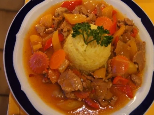 Schweinefilet süß-sauer mit Gemüse und Curry-Reis - Rezept - Bild Nr. 15