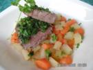 Kräuterfilet aus dem Ofen ,mit Kohlrabi-Möhren -Gemüse - Rezept
