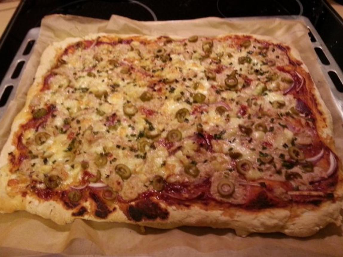 Thunfisch Zwiebelpizza - einfach - 427 kcal/100g