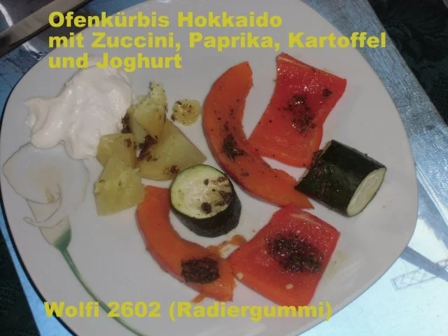Vegetarisch : Ofenkürbis, Paprika, Zuccini, Kartoffeln - Rezept