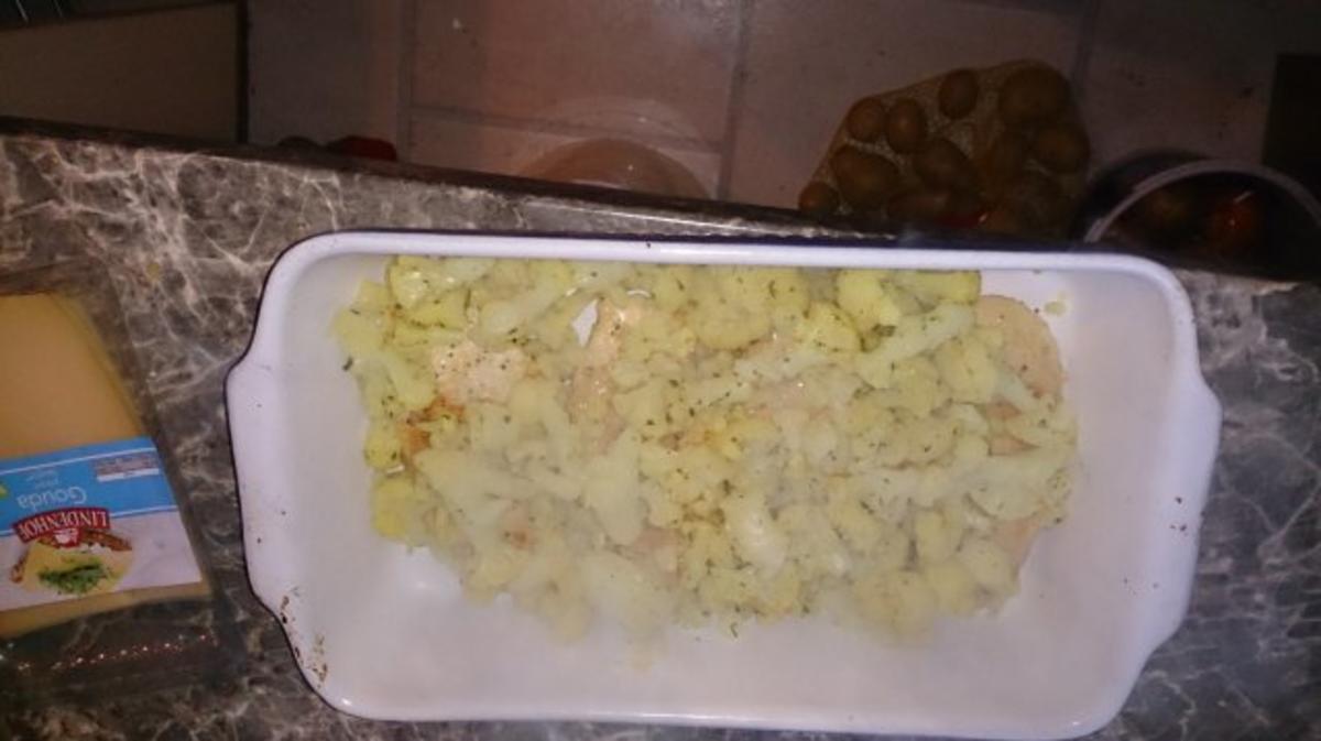 Gemüse mit Hähnchenbrust und Käse überbacken - Rezept - Bild Nr. 2