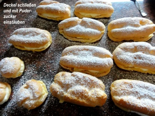 Brandteig:   ECLAIRS mit Sahne-Pudding-Füllung - Rezept - Bild Nr. 14