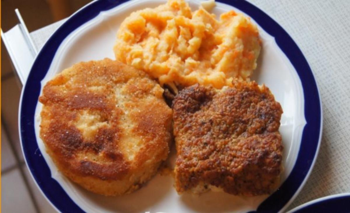 Bilder für Schlemmer Filet mit Möhren-Kartoffelstampf und Sellerieschnitzel - Rezept