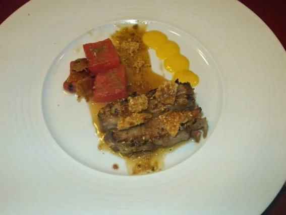 Schweinebauch mit Chinalack, Melonensalat - Rezept