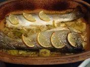forelle auf porreebett im römertopf - Rezept