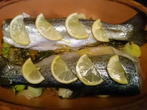 forelle auf porreebett im römertopf - Rezept - Bild Nr. 4