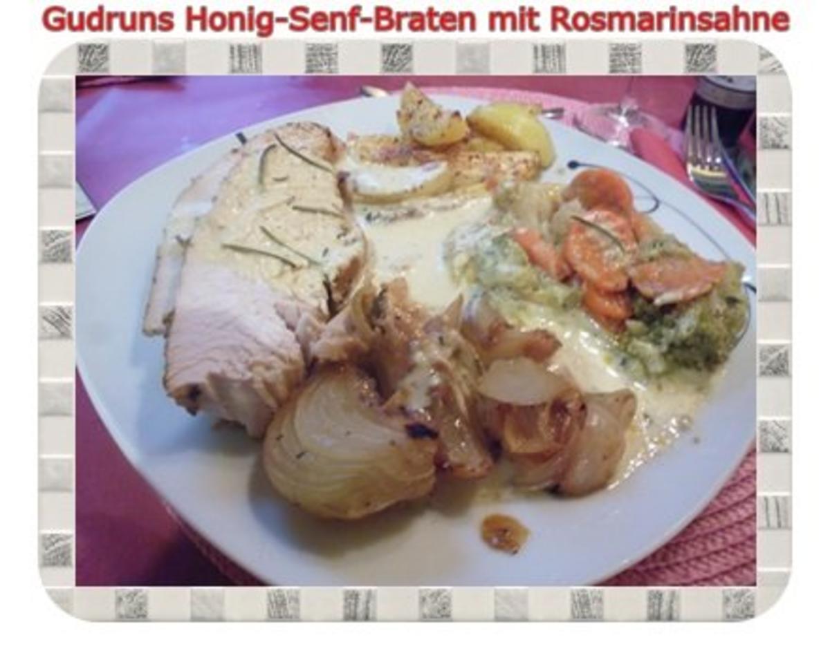 Bilder für Geflügel: Honig-Senf-Braten mit Rosmarinsahne - Rezept