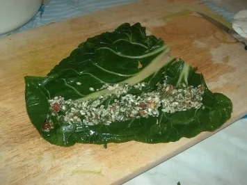 Mangold, gefüllt - Rezept