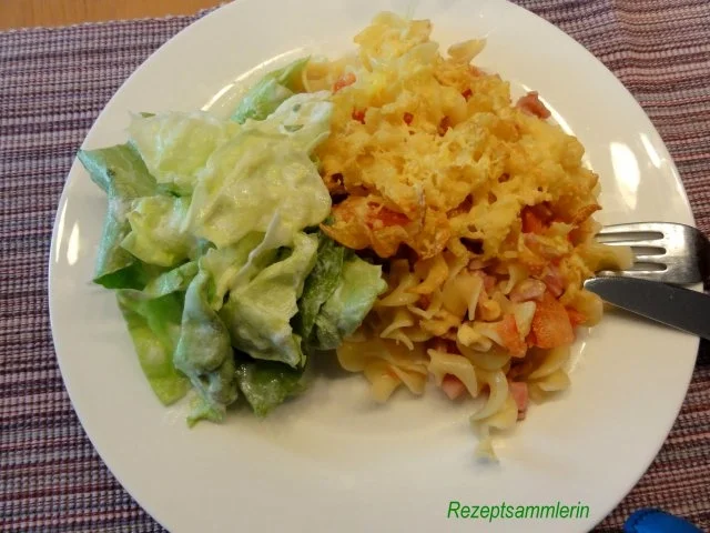 Nudeln:  gedrehte BANDNUDEL-AUFLAUF - Rezept