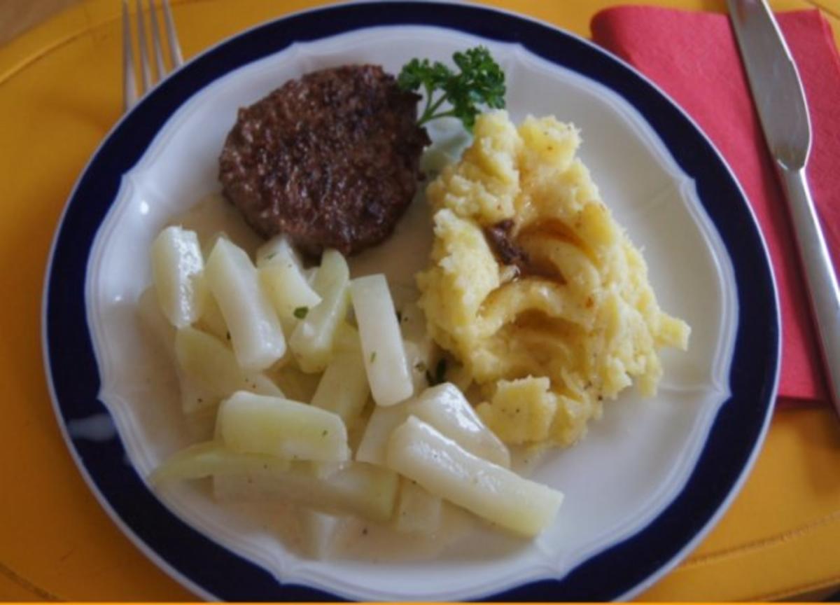 Rindermettsteak mit Sahne-Kohlrabi und Kartoffelstampf - Rezept - Bild Nr. 18