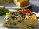 Nudel-Torte mit Blattspinat. - Rezept