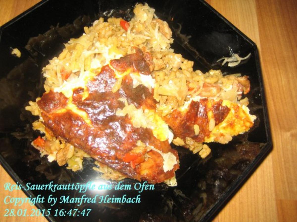 Aufgelaufenes – Reis-Sauerkrauttöpfle aus dem Ofen - Rezept