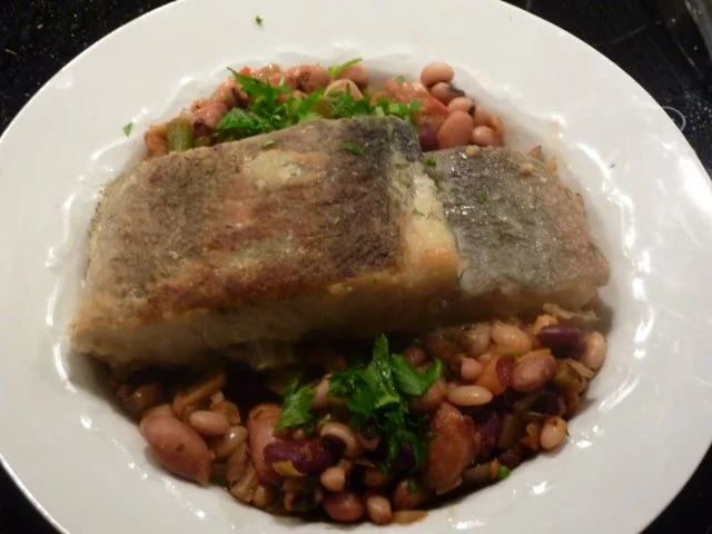 Rezept: Bohnen Eintopf mit gebratener Kabeljau Bohnen Eintopf mit gebratener Kabeljau - Rezept