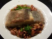 Bohnen Eintopf mit gebratener Kabeljau - Rezept