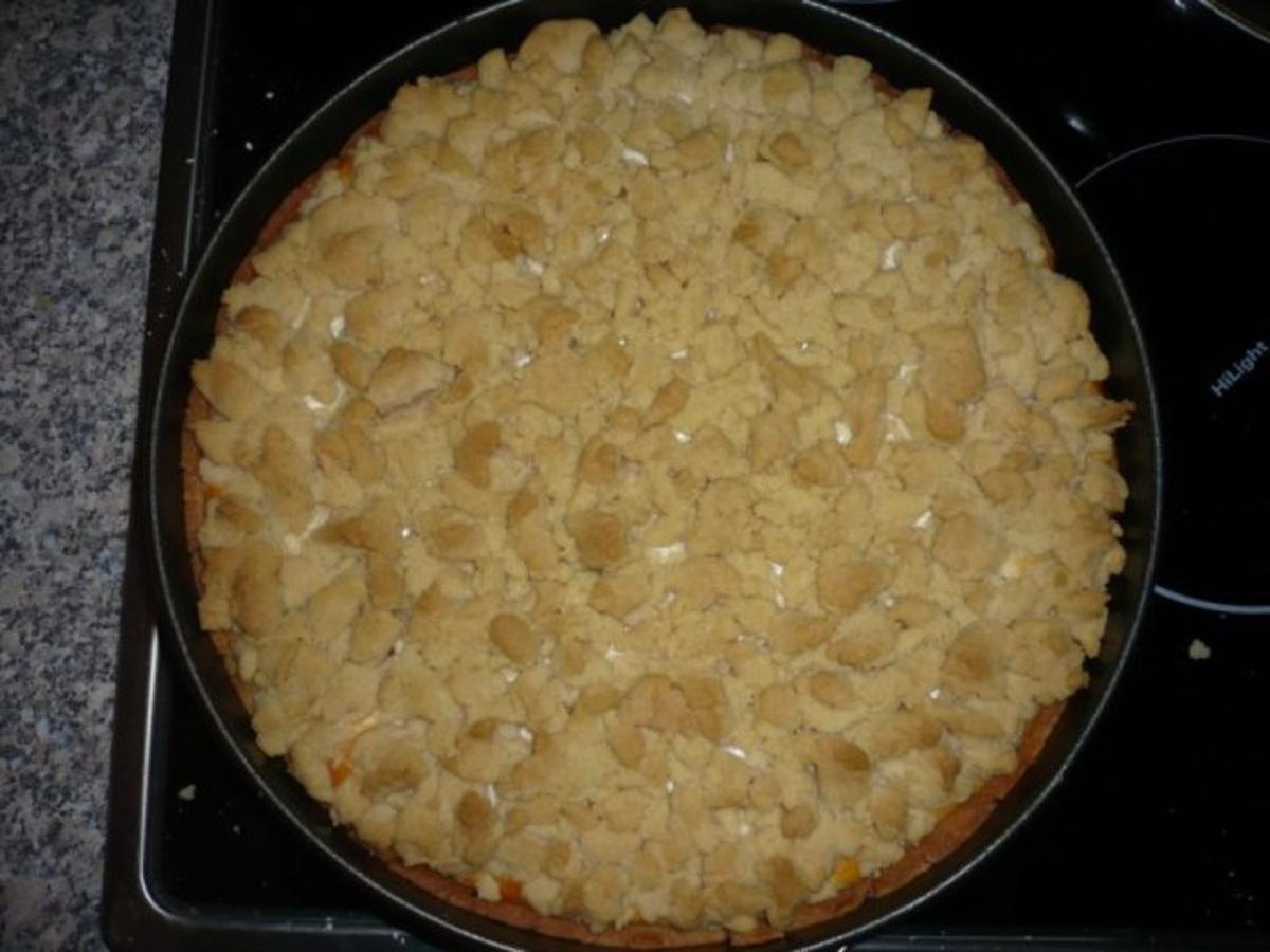 Bilder für Vanille-Pfirsich-Quarkkuchen mit Streuseln - Rezept