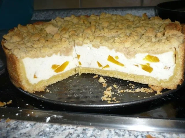 Vanille-Pfirsich-Quarkkuchen mit Streuseln - Rezept - Bild Nr. 6