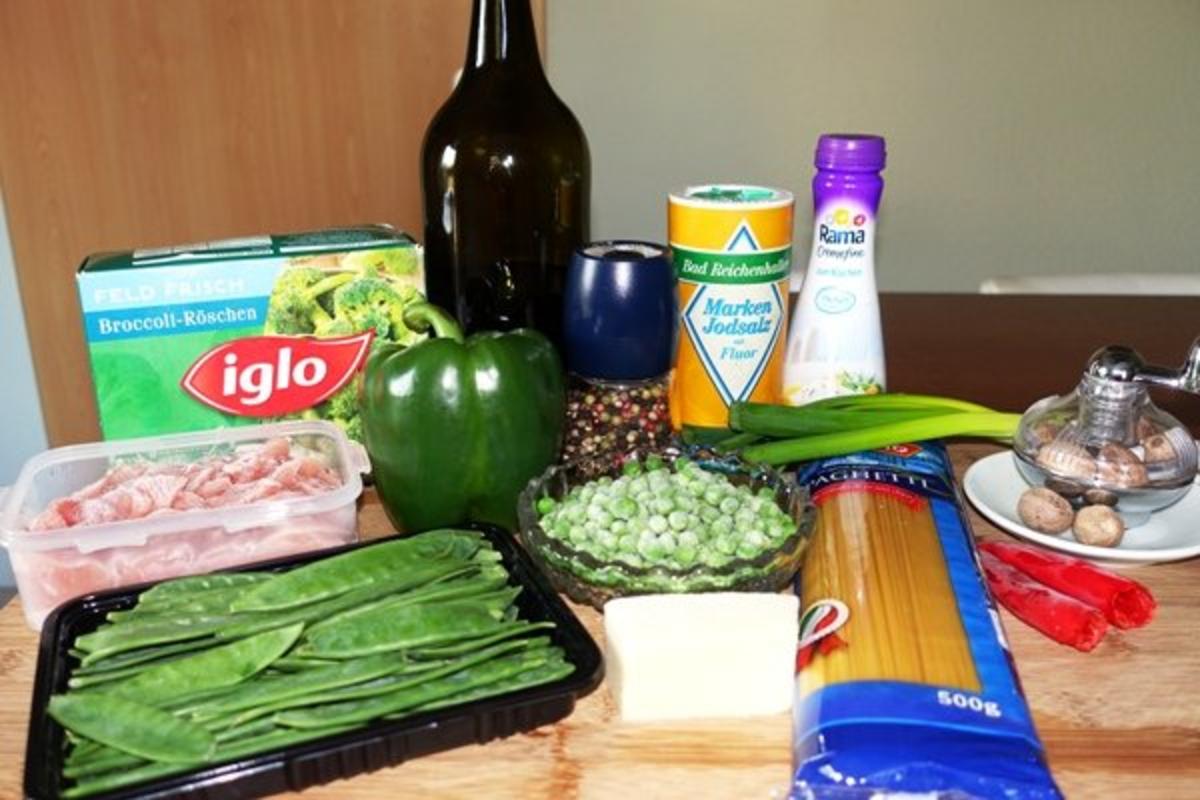 Spagetti mit grünem Gemüse und Schnitzelstreifen - Rezept - Bild Nr. 2