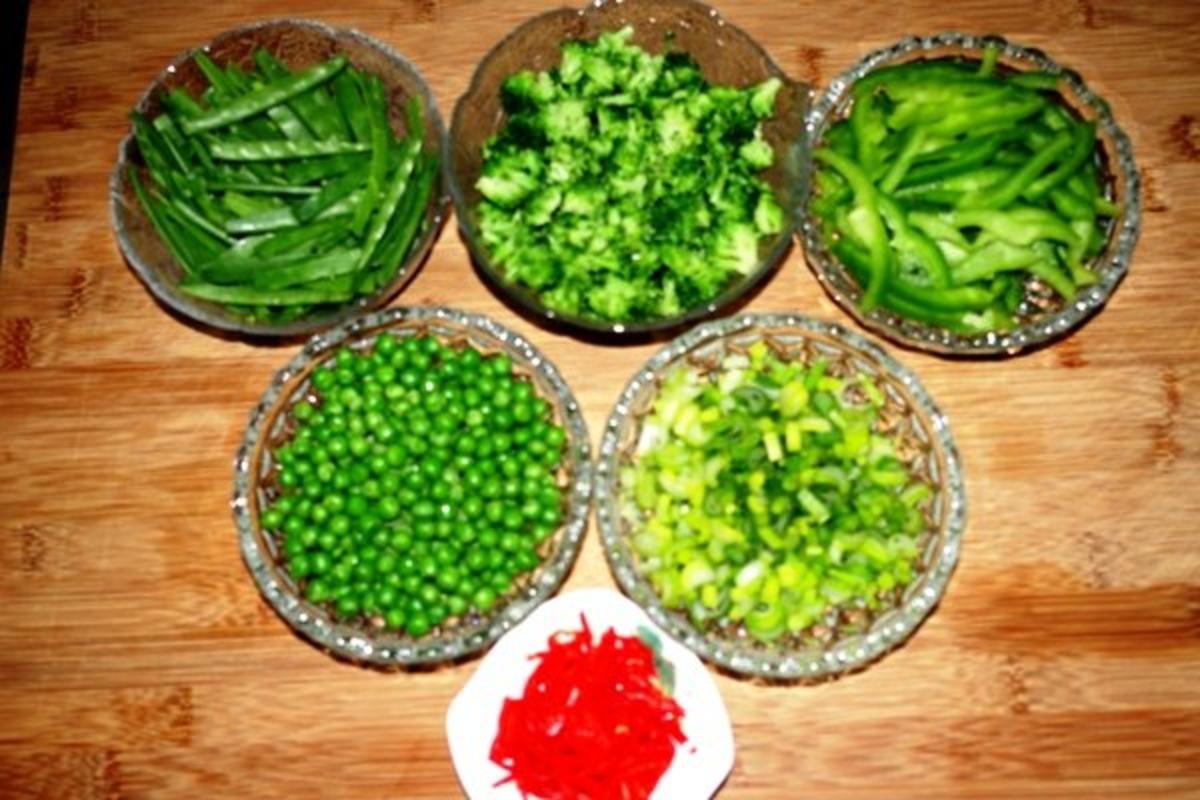 Spagetti mit grünem Gemüse und Schnitzelstreifen - Rezept - Bild Nr. 3