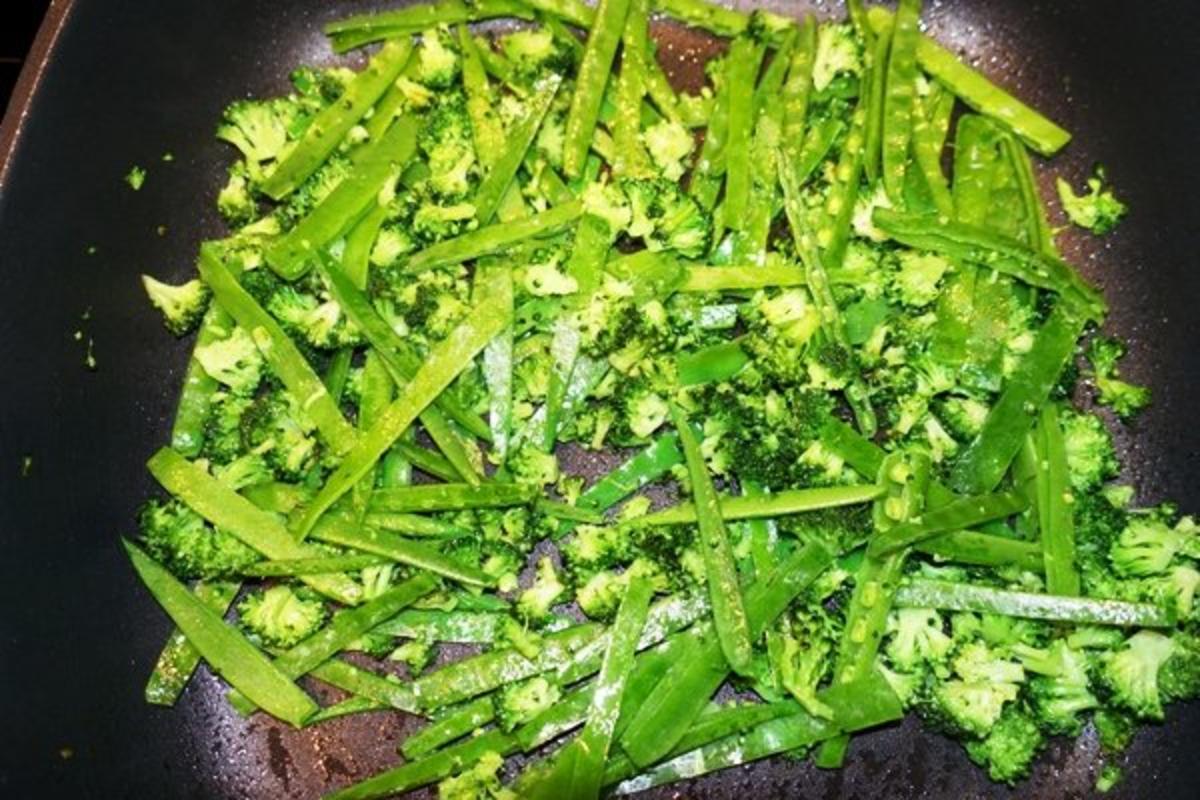 Spagetti mit grünem Gemüse und Schnitzelstreifen - Rezept - Bild Nr. 6
