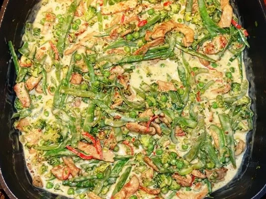 Rezept: Spagetti mit grünem Gemüse und Schnitzelstreifen Bild Nr. 9 Spagetti mit grünem Gemüse und Schnitzelstreifen - Rezept - Bild Nr. 9